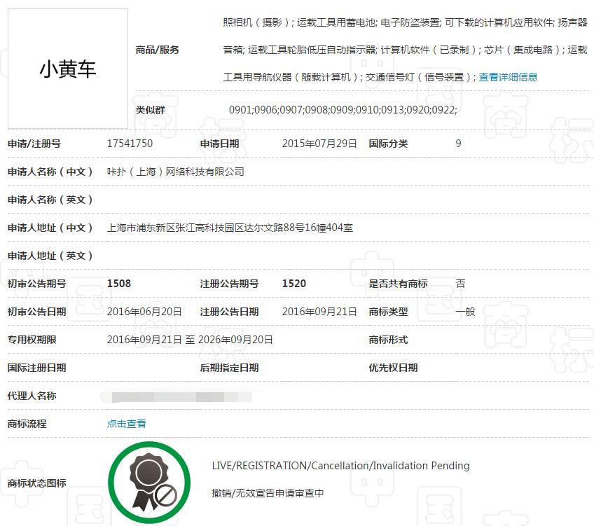 小黄车商标 小黄车商标