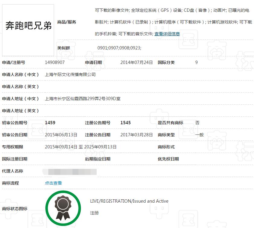 奔跑吧兄弟商标 奔跑吧兄弟商标