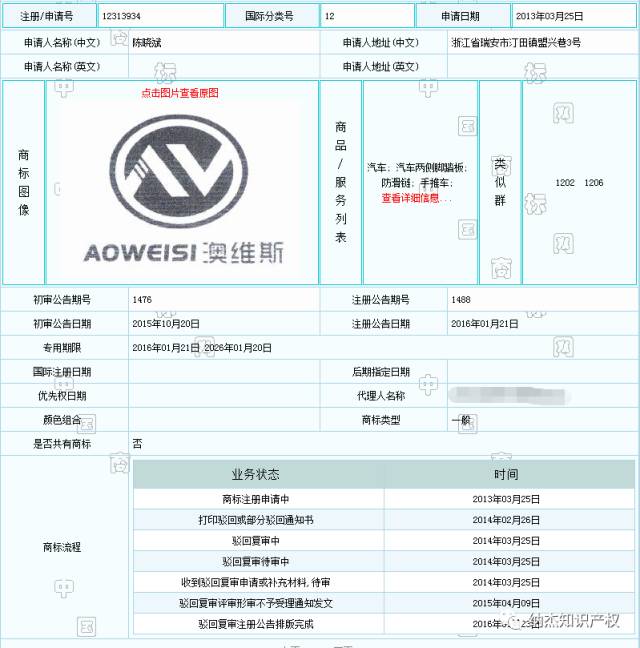 “AOWEISI奥维斯”商标