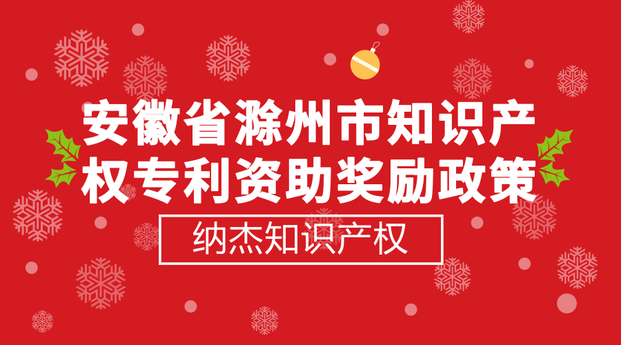 安徽省滁州市知识产权专利资助奖励政策