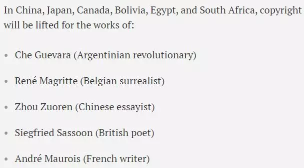 18年即将成为公共版权的作品 18年即将成为公共版权的作品