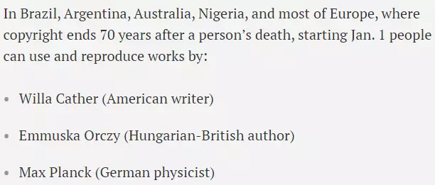 18年即将成为公共版权的作品 18年即将成为公共版权的作品