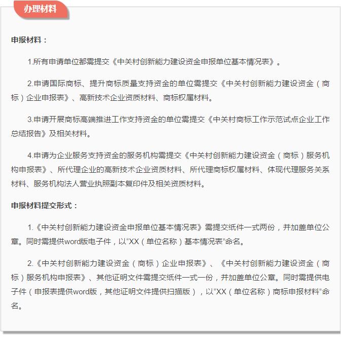 中关村商标注册奖励专项资金申报指南