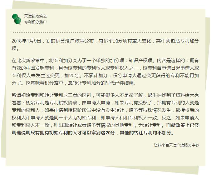 18年天津专利积分落户政策 18年天津专利积分落户政策