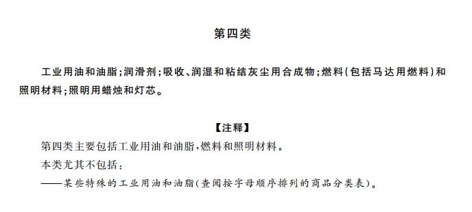 商标分类表第四类:燃料油脂 商标分类表第四类:燃料油脂