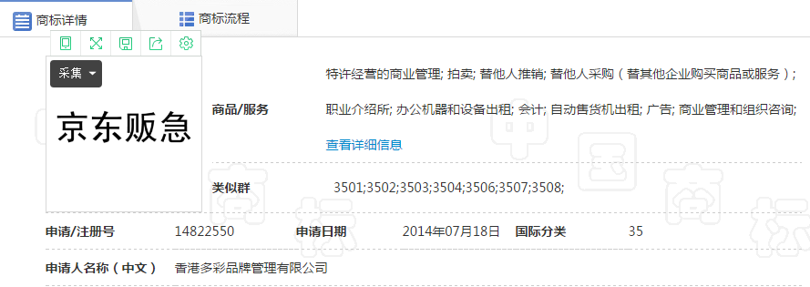 第14822550号“京东贩急”商标 第14822550号“京东贩急”商标