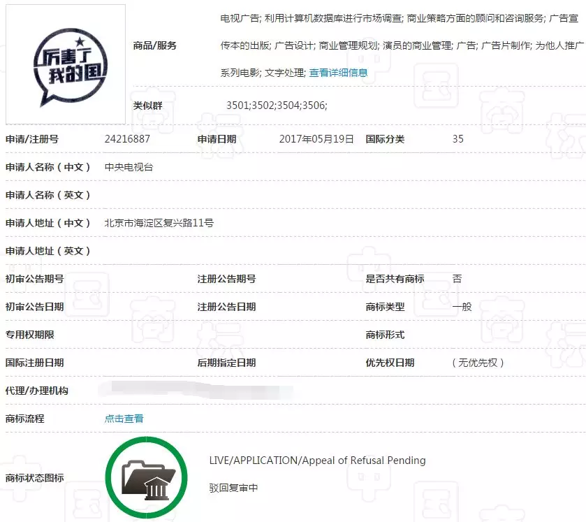 “厉害了我的国”35类商标