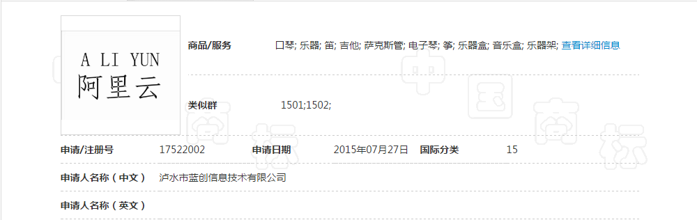 “阿里云A LI YUN”商标