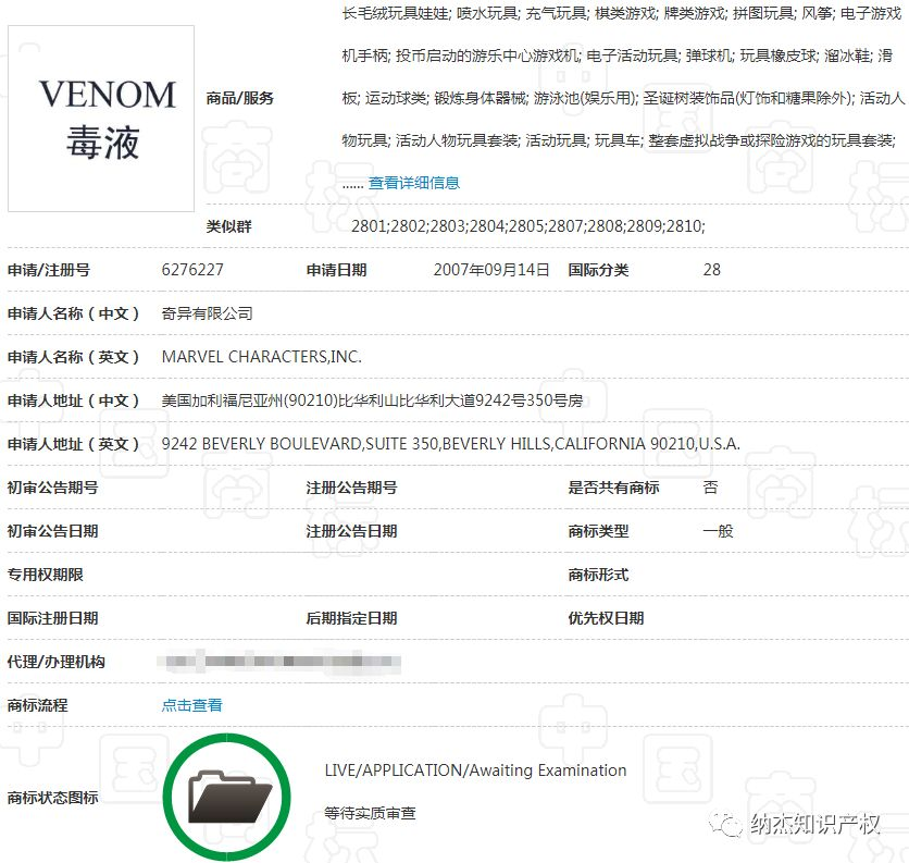 28类的“毒液”商标
