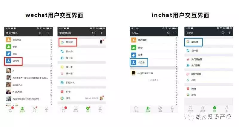 “币应”(inChat)软件和微信对比 “币应”(inChat)软件和微信对比