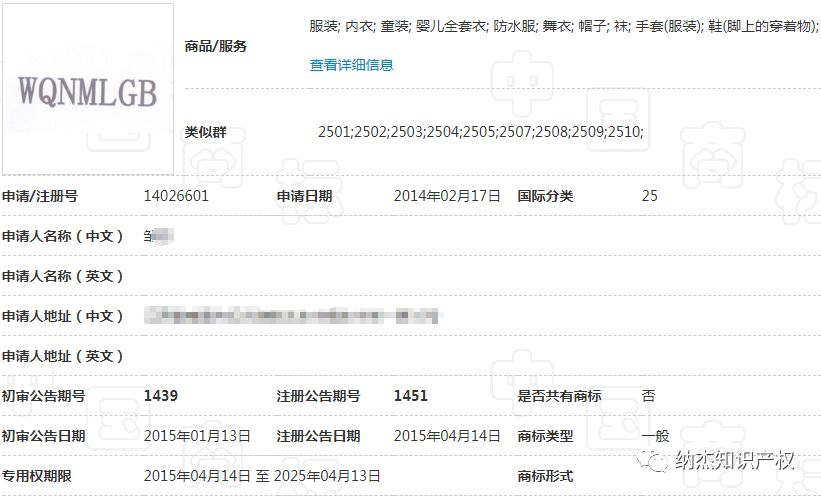 第25类“WQNMLGB”商标