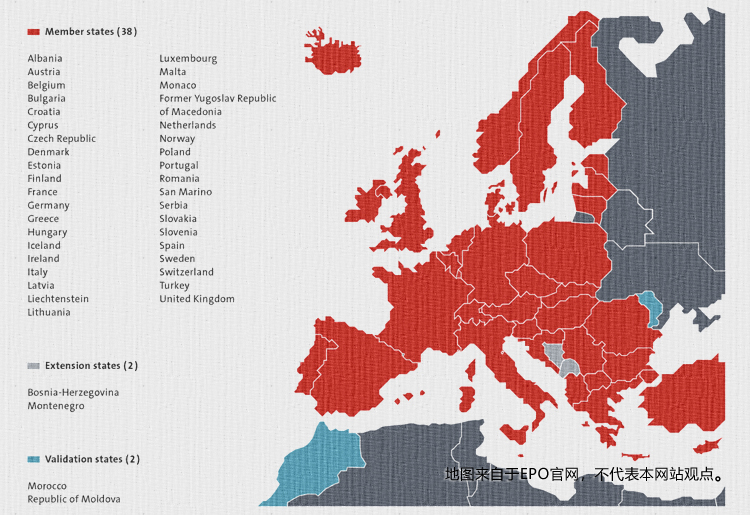 欧洲专利申请可生效的国家 欧洲专利申请可生效的国家
