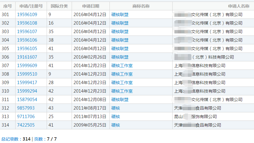 与“硬核”有关的商标 与“硬核”有关的商标