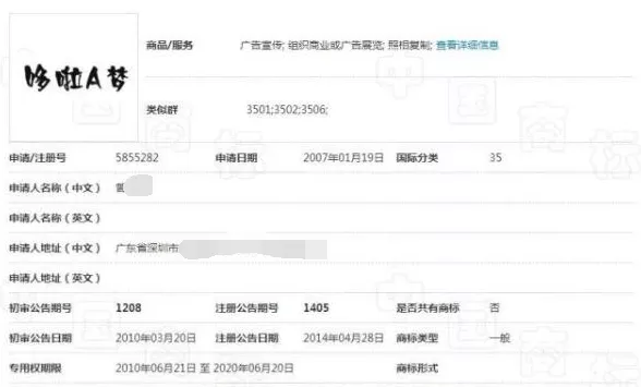 “哆啦A梦”商标