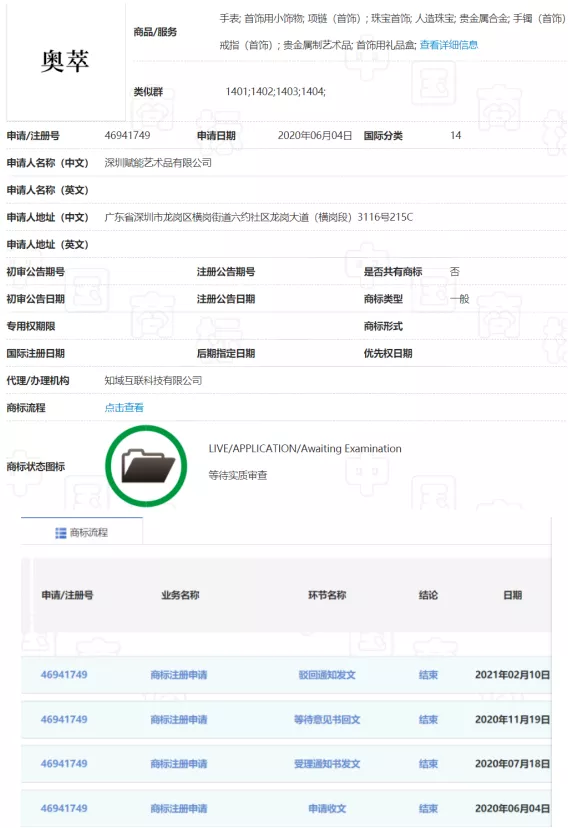 第46941749号“奥萃”商标 第46941749号“奥萃”商标