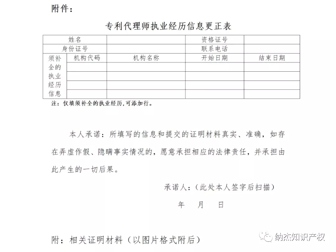 执业经历信息更正表 执业经历信息更正表