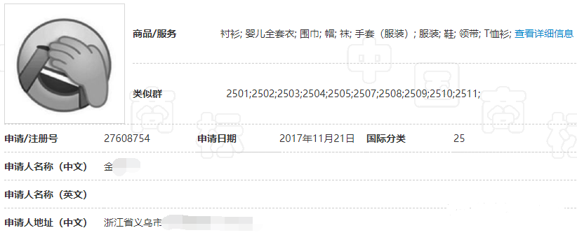 遭抢注的“捂脸”图形商标 遭抢注的“捂脸”图形商标
