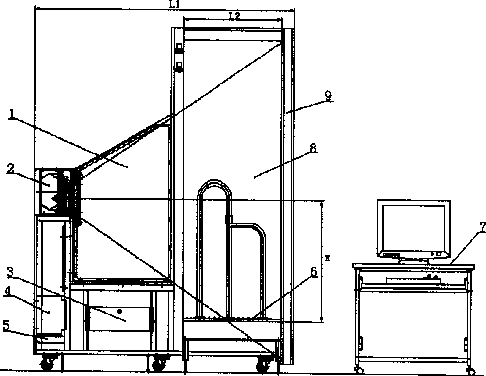 中位直射式双能量X射线人体内外藏物检查系统 中位直射式双能量X射线人体内外藏物检查系统