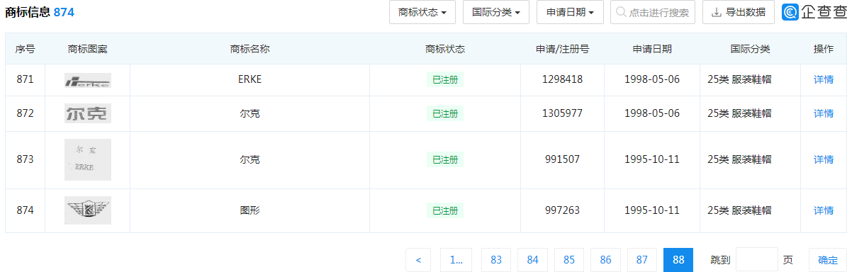 鸿星尔克申请注册的商标 鸿星尔克申请注册的商标
