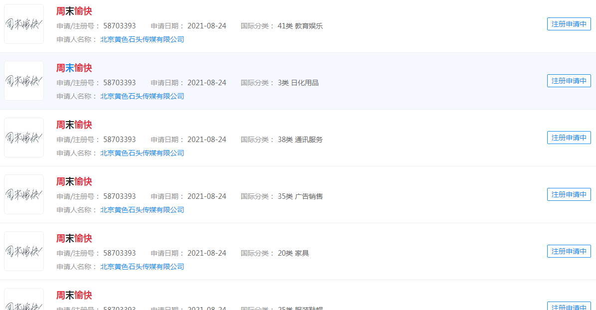 “周末愉快”商标 “周末愉快”商标