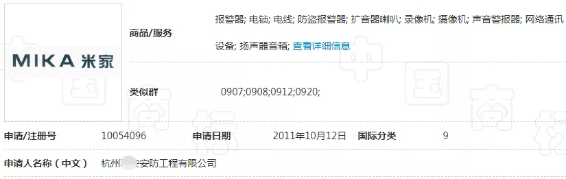 10054096号“MIKA米家” 10054096号“MIKA米家”