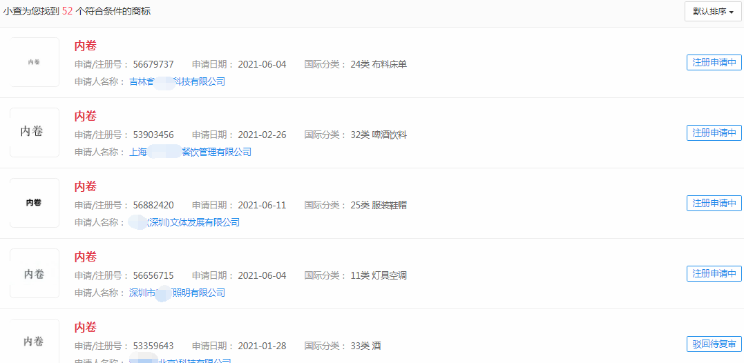 “内卷”商标 “内卷”商标