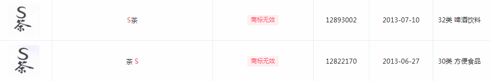 “S茶”“茶 S”商标 “S茶”“茶 S”商标